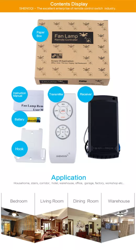 (Local SG Shop) Elmark High Quality ShengQi Original Universal AC Ceiling Fan Remote Control Receiver & 3 Speed Remote Control Set For Elmark AC Fan.