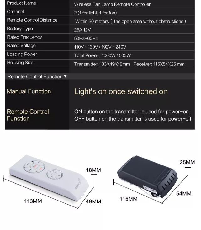 (Local SG Shop) Elmark High Quality ShengQi Original Universal AC Ceiling Fan Remote Control Receiver & 3 Speed Remote Control Set For Elmark AC Fan.