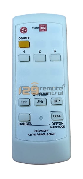 (Local SG Retail Shop) A11YS, V56VS, A56VS New High Quality Substitute Remote Control for KDK Ceiling Fan For A11YS, V56VS, A56VS Only. (GE-K113CFR)