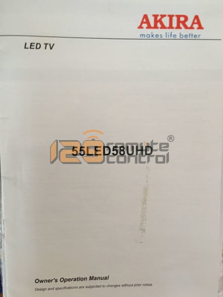 Akira LED TV Remote Control - New High Quality Substitute Remote for 55LED58UHD