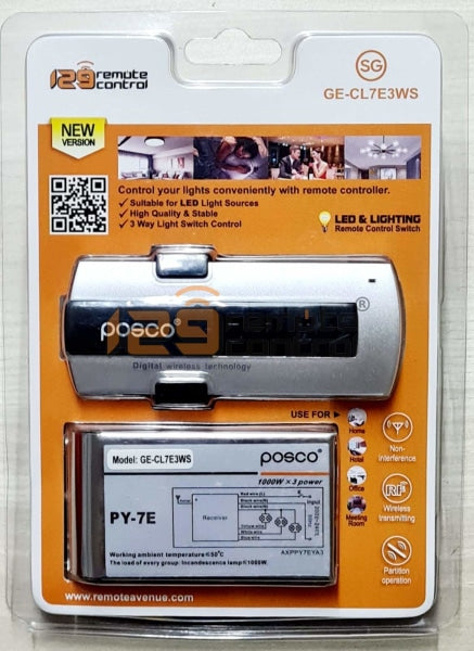 (Local Shop) 10 Set - Authentic Genuine New Posco Remote Control for Light Control (3 Way) GE-CL7E3WS (Bulk Order)