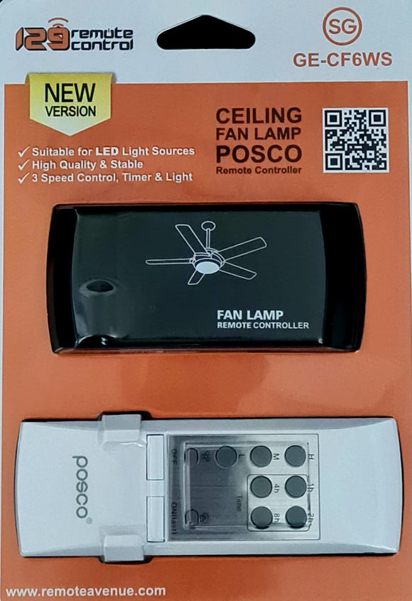 (SG) ARCADIA Authentic Genuine New Posco/ARCADIA Ceiling Fan with Light Remote Control Receiver Set GE-CF6WS Replace for ARCADIA.